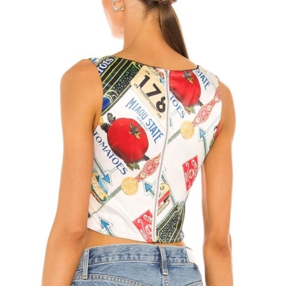 Miaou Campbell Satin Corset Top in Figaro Print Medium - Picture 12 of 14